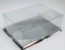 Коробка для торта с прозрачным верхом (толщ.пласт. 0,3 мм) 30/40/15  цвет серебро